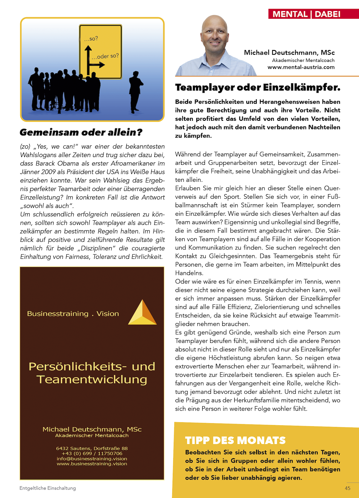 oberland-dabei-Mai-2023-einzelkämpfer-teamplayer-konflikte-mentalcoach-michael-deutschmann-msc-businesstraining-vision-mental-austria